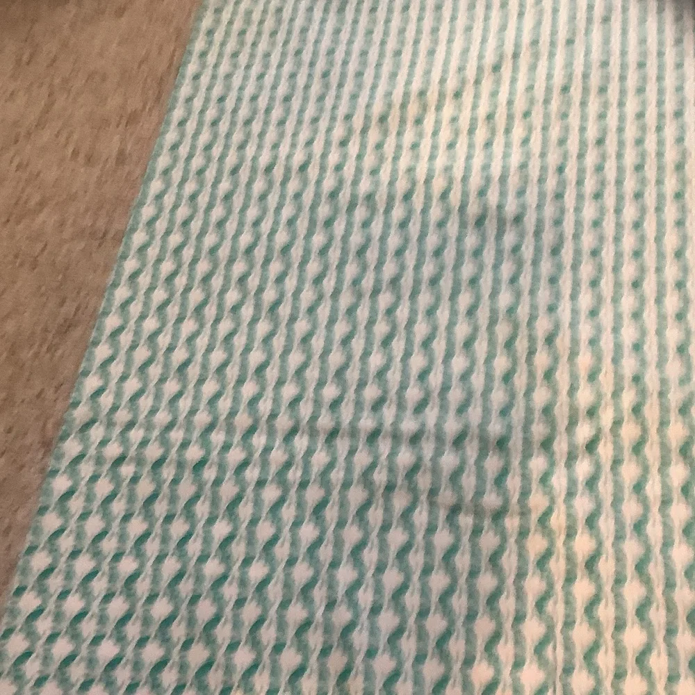 Nicole‎ Miller Teal, Navy & White Striped Lightweight table cloth, cotton
